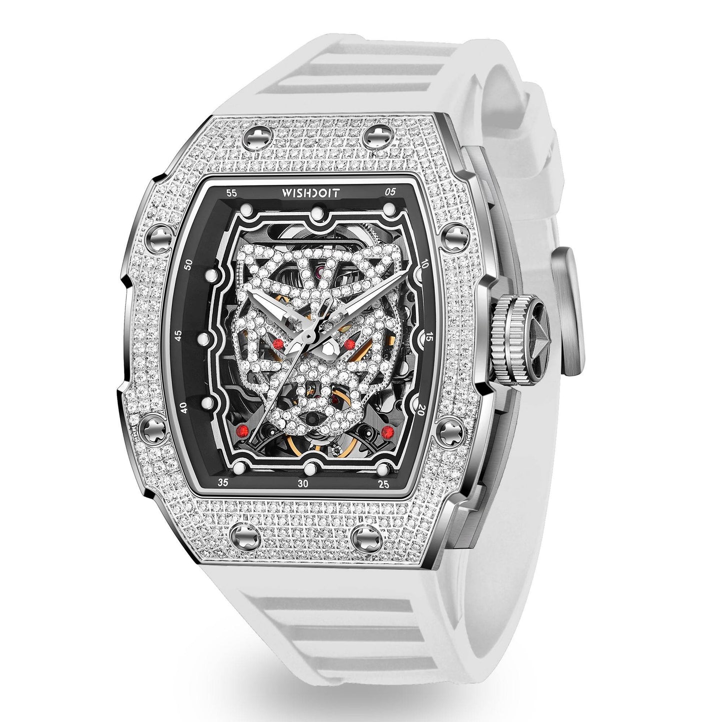 Snow Leopard-Silvery Watch (White Strap)