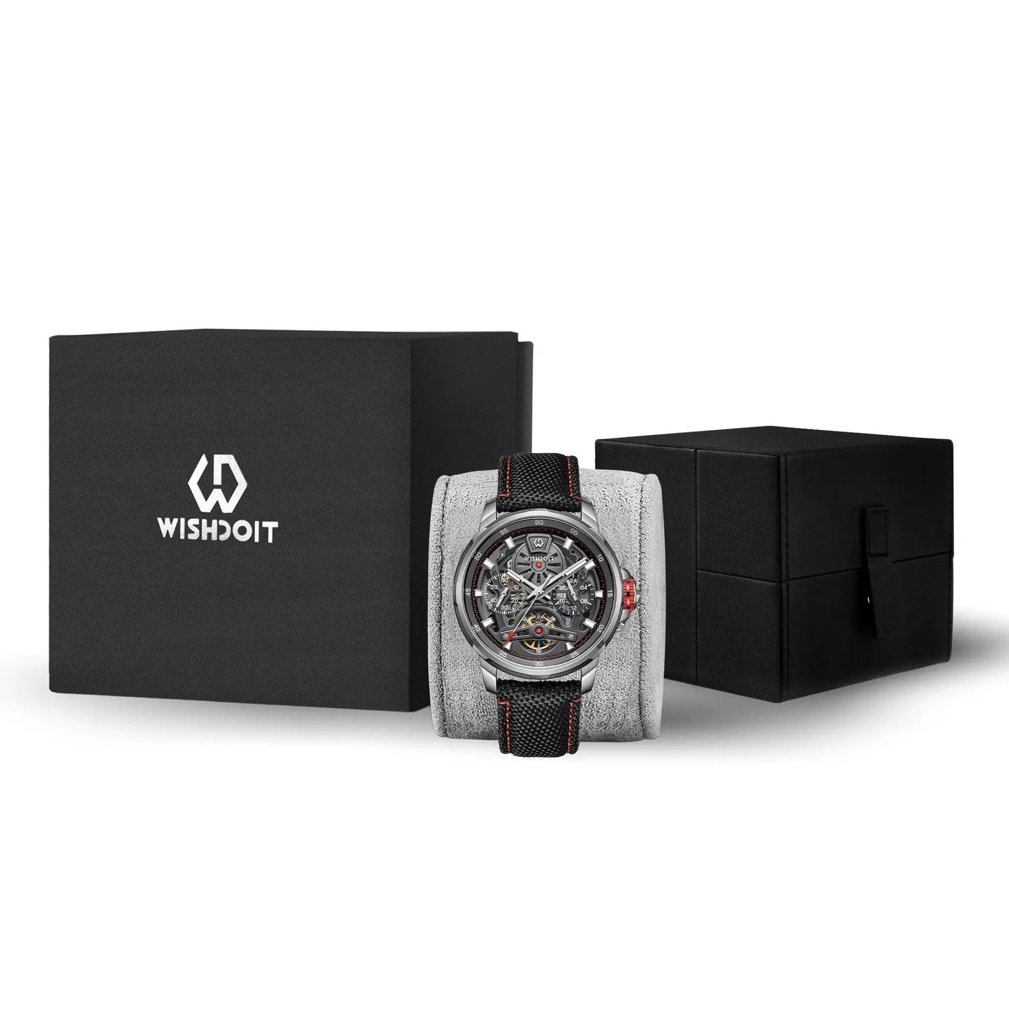 The Aristos Automatic - Silver Watch (Black Khaki Stripe Canvas Strap)