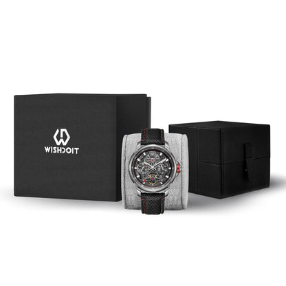 The Aristos Automatic - Silver Watch (Black Khaki Stripe Canvas Strap)