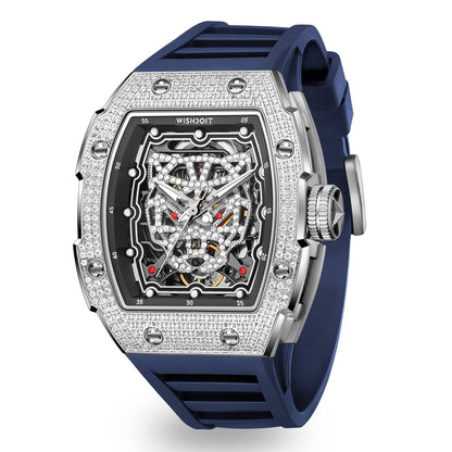 Snow Leopard-Silvery Watch (Blue Strap)