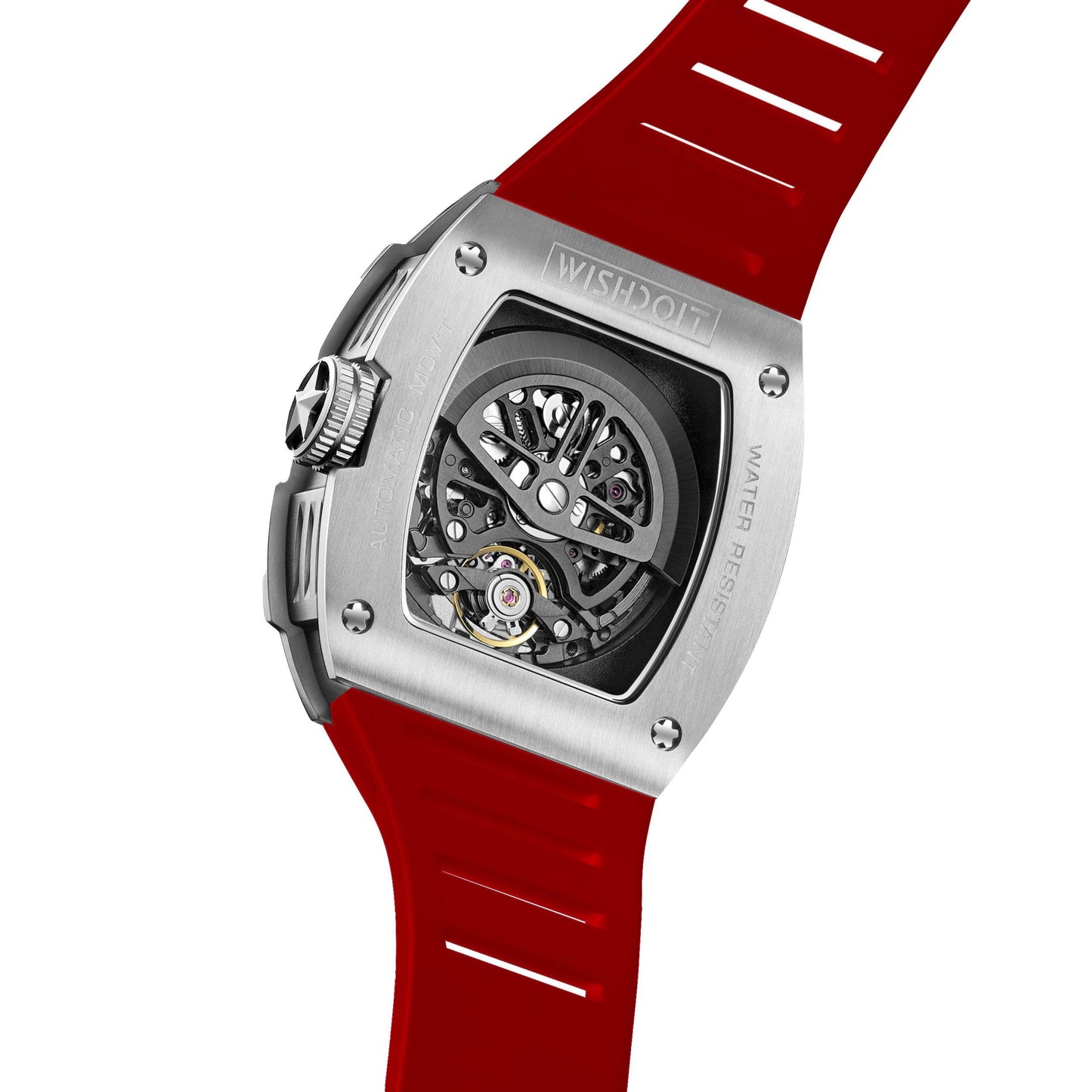 The Pioneer - Silver Watch (Red Strap)