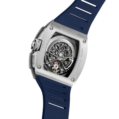 Snow Leopard-Silvery Watch (Blue Strap)