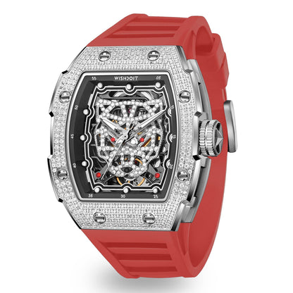 Snow Leopard-Silvery Watch (Red Strap)