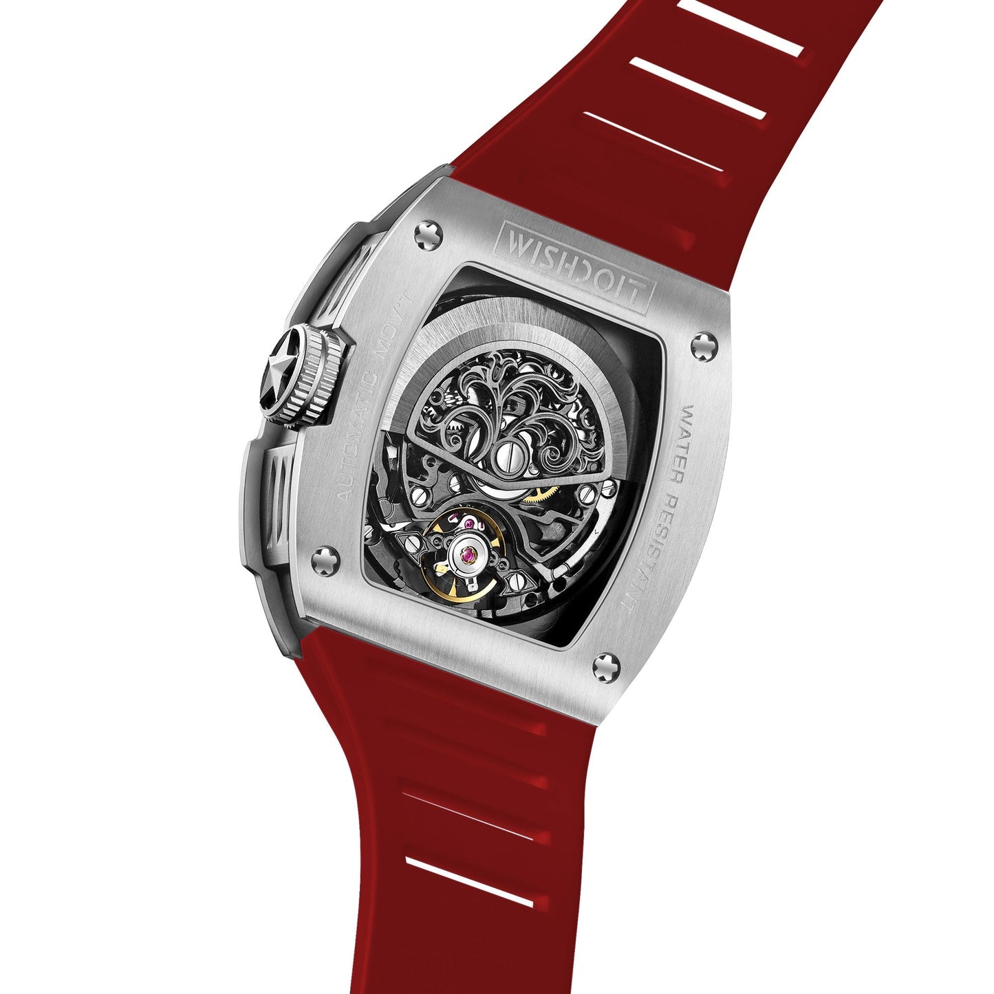 Snow Leopard-Silvery Watch (Red Strap)
