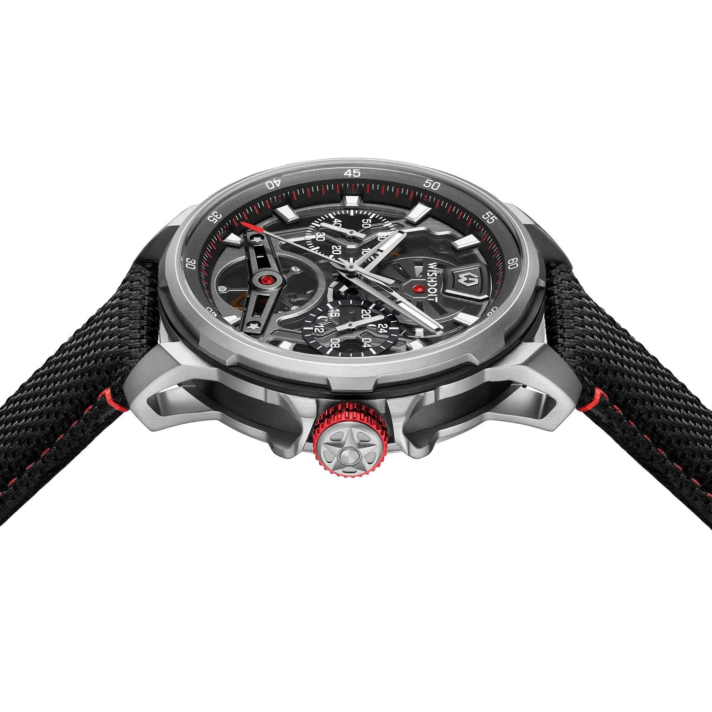 The Aristos Automatic - Silver Watch (Black Khaki Stripe Canvas Strap)