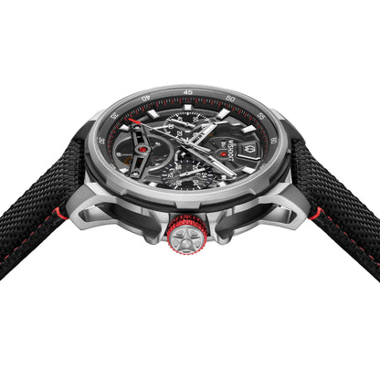 The Aristos Automatic - Silver Watch (Black Khaki Stripe Canvas Strap)
