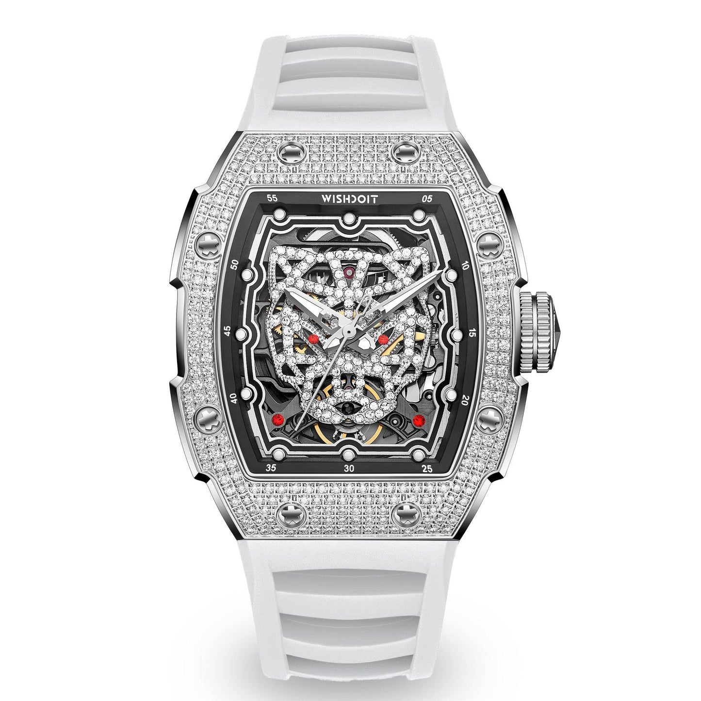 Snow Leopard-Silvery Watch (White Strap)