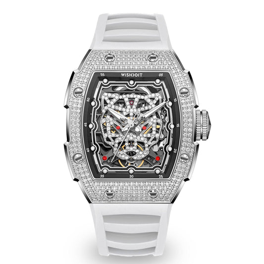 Snow Leopard-Silvery Watch (White Strap)