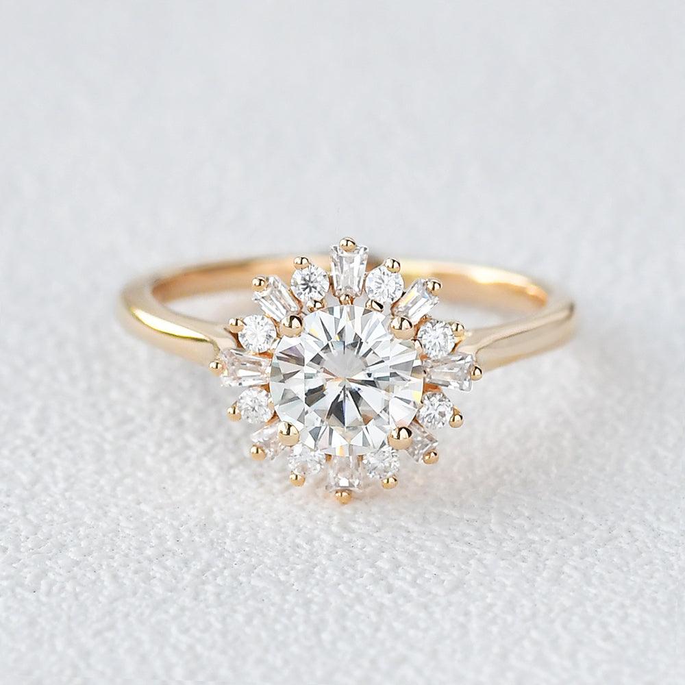 1 CT Round Halo Lab Grown Engagement Ring