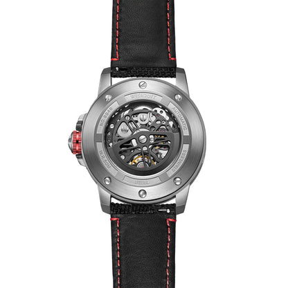The Aristos Automatic - Silver Watch (Black Khaki Stripe Canvas Strap)