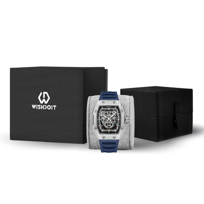 Snow Leopard-Silvery Watch (Blue Strap)