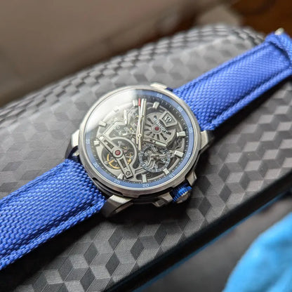 The Aristos Automatic - Silver Watch (Blue strap)