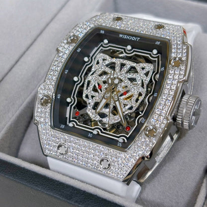 Snow Leopard-Silvery Watch (White Strap)
